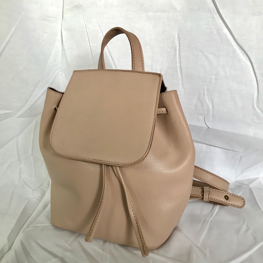 Blush nude faux leather mini backpack